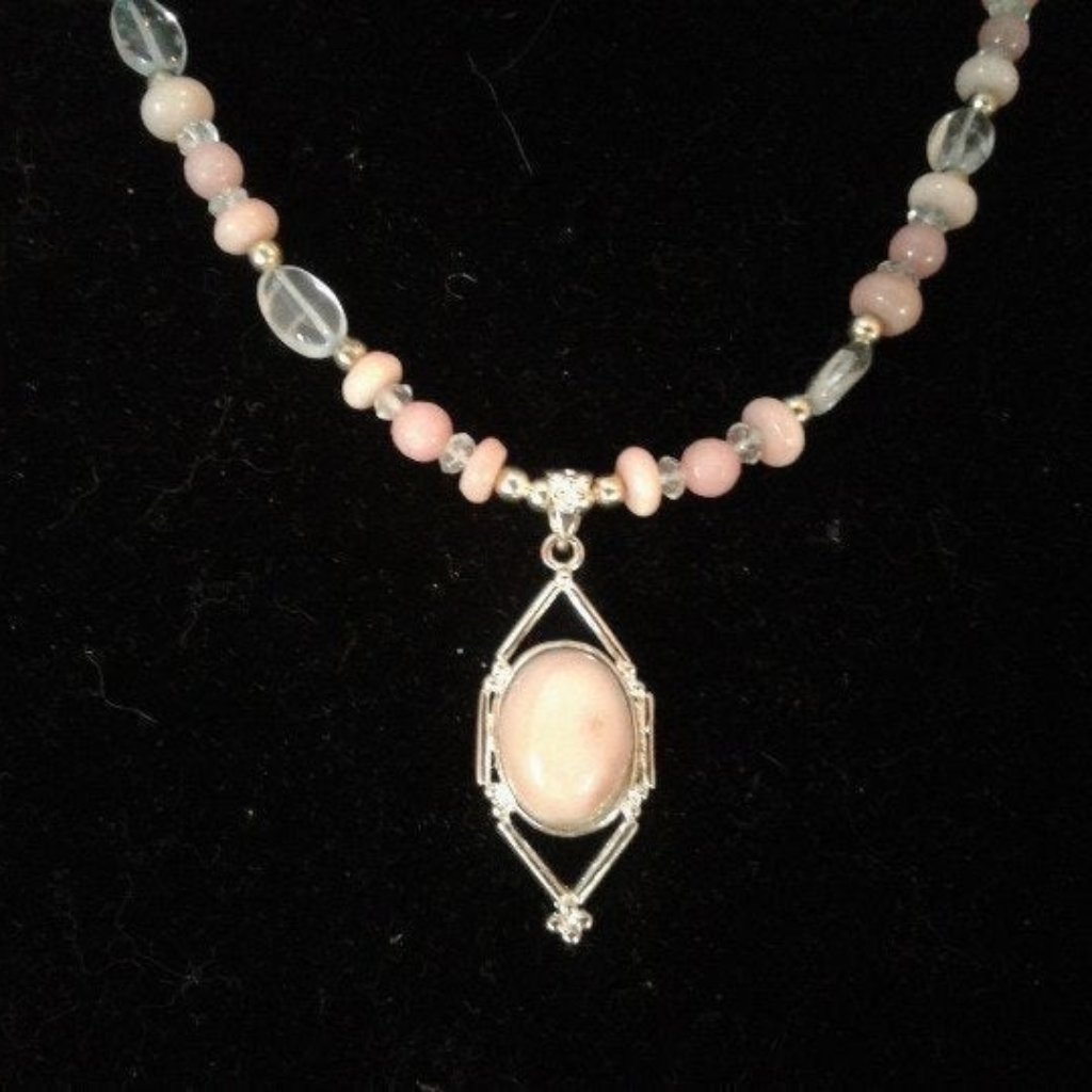 Handmade Rhodochrosite Aquamarine Necklace Z233 70$